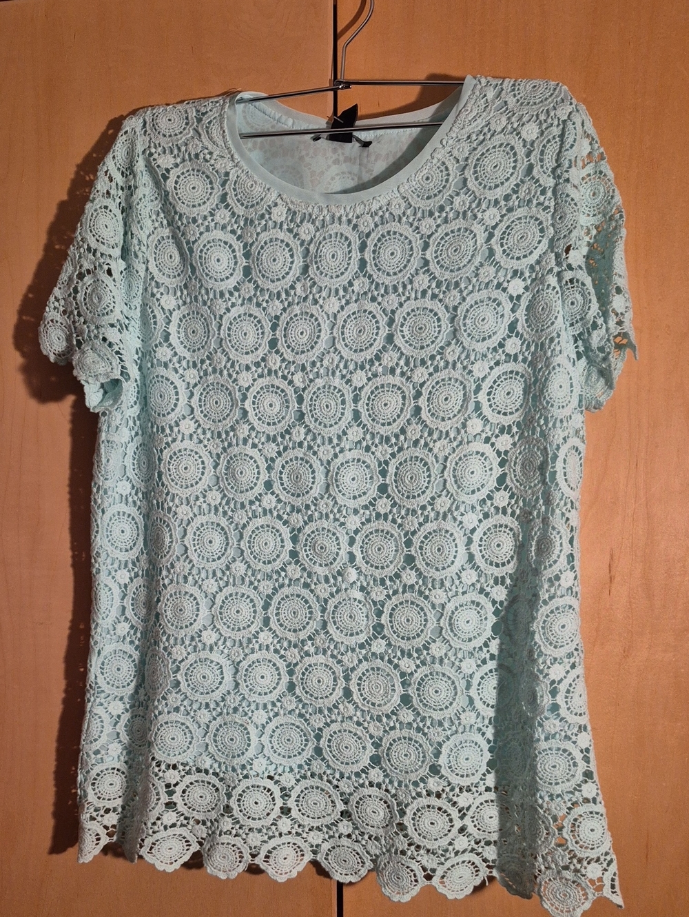 NWT - Mint Green Crochet Sleeve Top